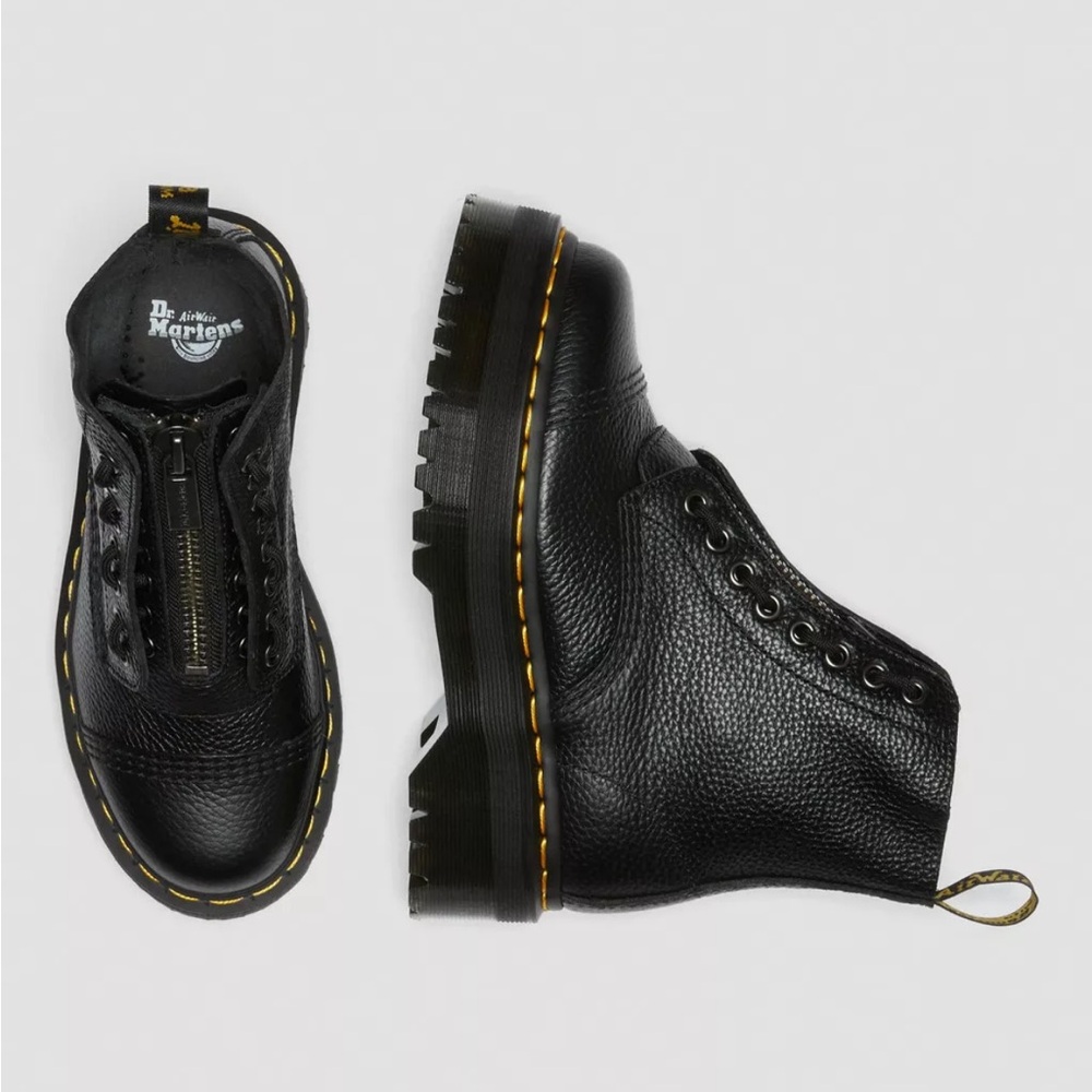 Dr Marten Sinclair Black Leather Platform Boots - Picture 2 of 6